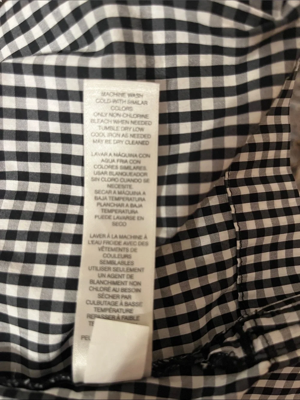 2 White House Black Market Black and White Gingham Bell Sleeve Top